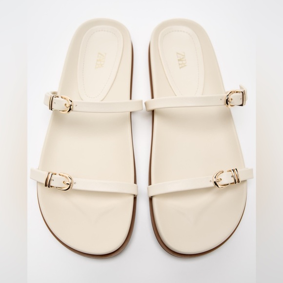 Zara Women's Cream Double-Strap Sandals - Picture 1 of 2